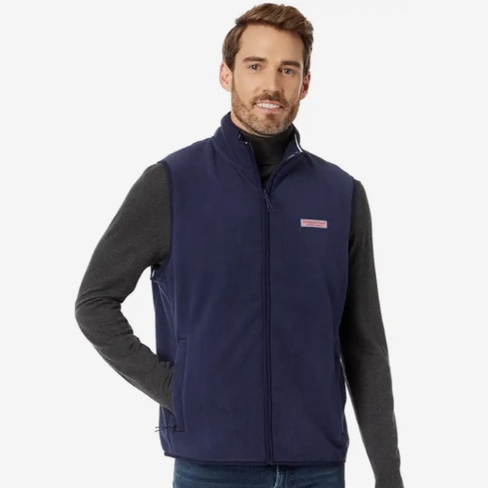 Men SMALL vineyard vines blue harbor fleece vest